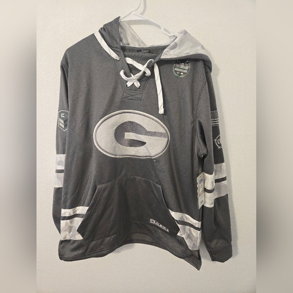 NWT Georgia Bulldogs Hoodie Sweatshirt Military Appreciation Gray Men Size Large - Picture 1 of 9